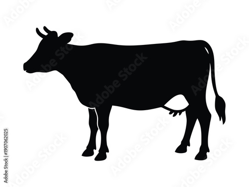 Cow vector collection, Cow and Calf black silhouette icon, Set of cow vector design on a white background