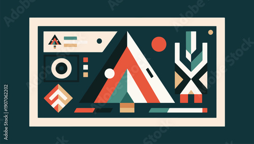 Modern Digital Identity Illustration With Traditional North American Cultural Roots With Abstract Symbols Vector Design Template