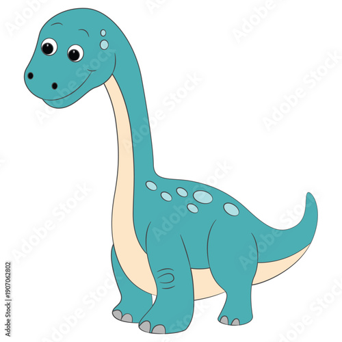 A lively brontosaurus dinosaur cartoon on white background