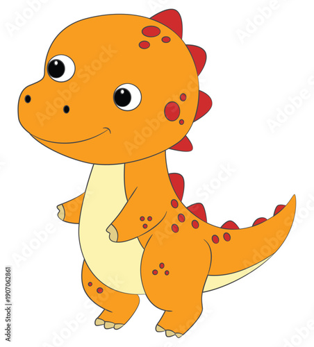 Simple funny cartoon spinosaurus dinosaur cartoon on white background