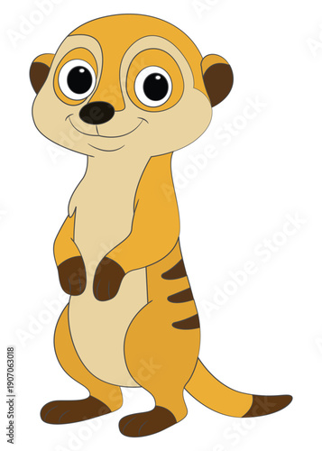 Cute meerkat isolated on white background