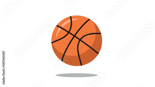 Minimalist basketball icon with shadow on white background