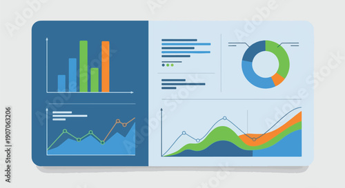 Data Analysis Infographic with Charts and Graphs.