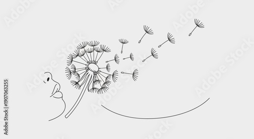 Dandelion seeds blowing in the wind.