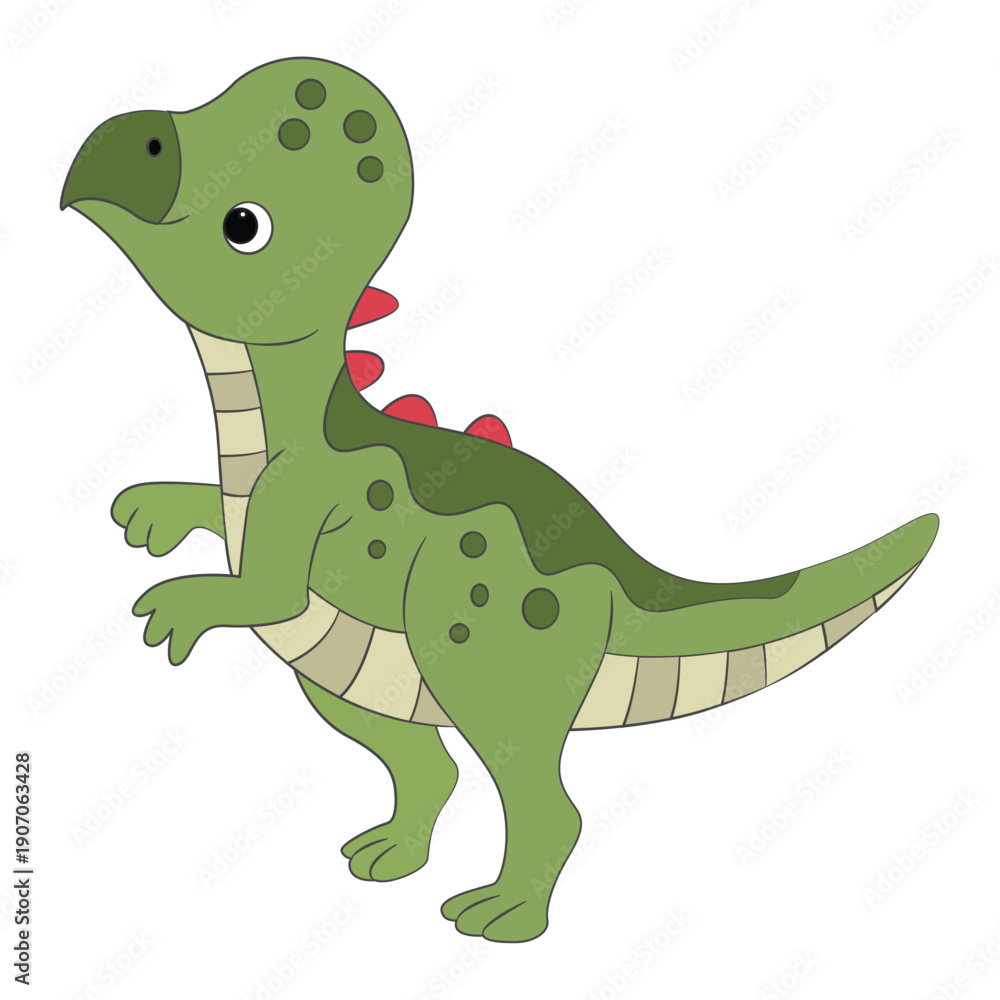 Fototapeta premium Happy cartoon dinosaur Iguanodon isolated on white background