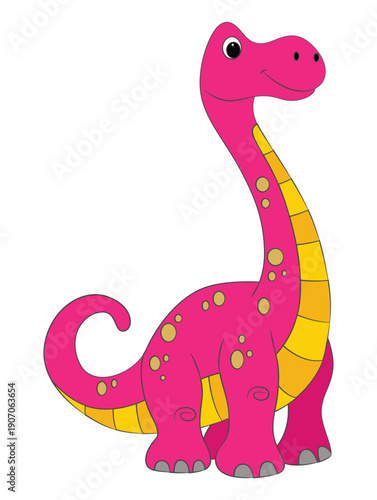 Cartoon funny big brontosaurus isolated on white background