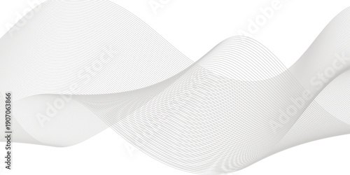 Abstract white and gray gradient blend line technology business wavy line sound music flow wave background. minimal paper grid web smooth line. digital vector web soundwave pattern texture.