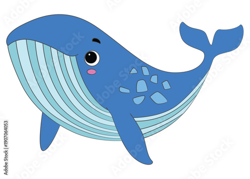 Fat little whale fish isolated on white background