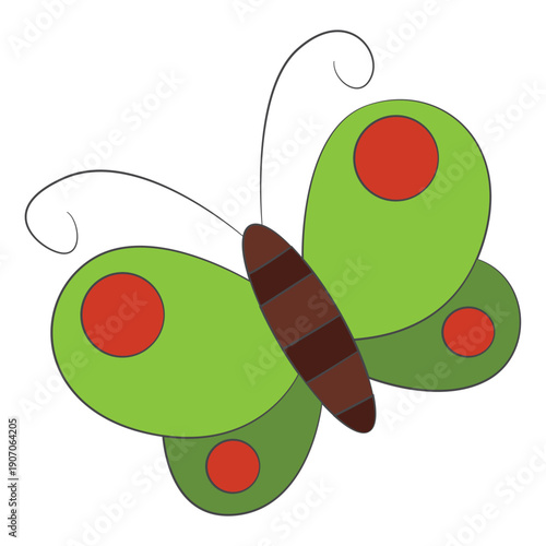 Fat little butterfly cartoon isolated on white background