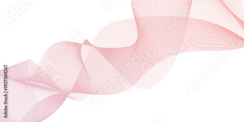 Abstract smooth frequency isolated element creative pink wave line blend curve flow technology modern white background. web banner vector beautiful waveform light music energy design.