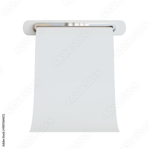 Cuadro en lienzo Front-facing view of a receipt printer dispensing blank receipt paper downward, centered on transparent background