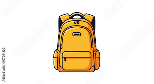 Bright yellow school backpack with black straps and multiple pockets for students and travelers.