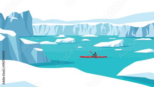 Adventurous kayaking in arctic waters with stunning icebergs