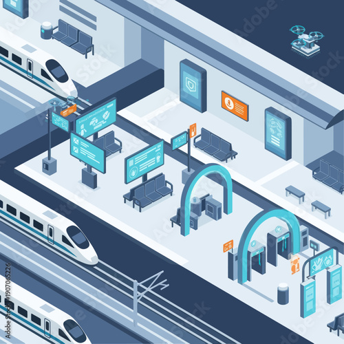 Modern Train Station with Futuristic Design.