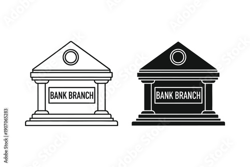 Bank Branch Building Vector Illustration in Flat Design Style vector illustration
