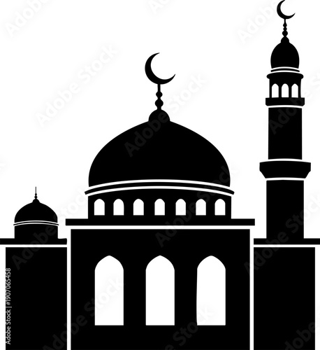 Mosque Line Icon – Islamic Religion, Muslim Prayer and Cultural Architecture Symbol