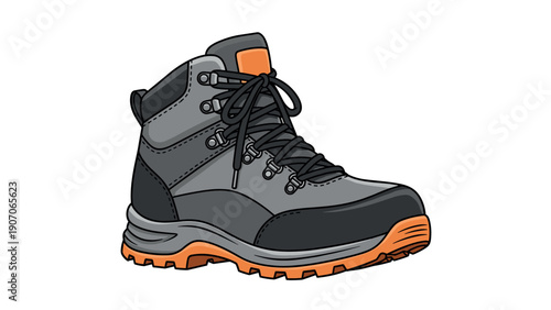 Durable hiking boot with orange and gray accents for outdoor adventures