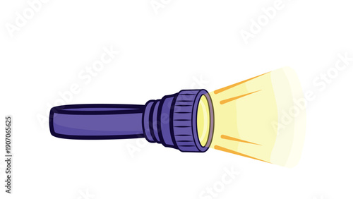 Colorful flashlight with bright beam on white background
