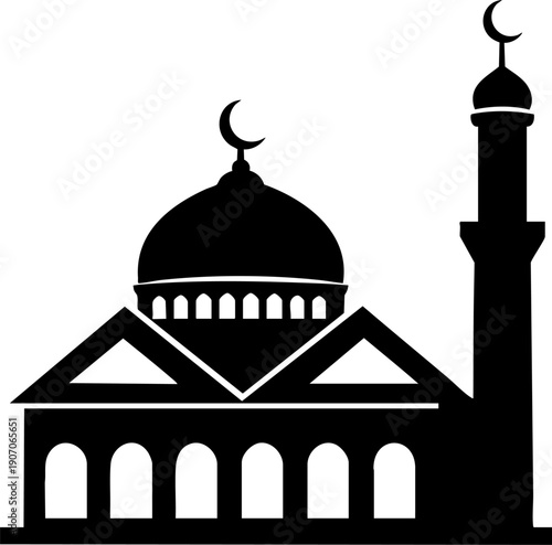 Mosque Line Icon – Islamic Religion, Muslim Prayer and Cultural Architecture Symbol