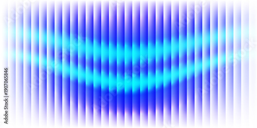 Abstract vertical blue light bar pattern background with glowing cyan center, creating a vibrant digital sound wave or equalizer effect, isolated on