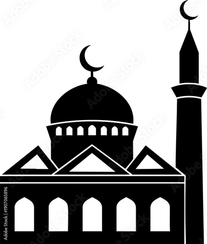 Mosque Line Icon – Islamic Religion, Muslim Prayer and Cultural Architecture Symbol