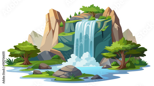 Natural Waterfall In Mountain