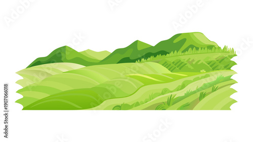 Wide Green Field Landscape Illustration