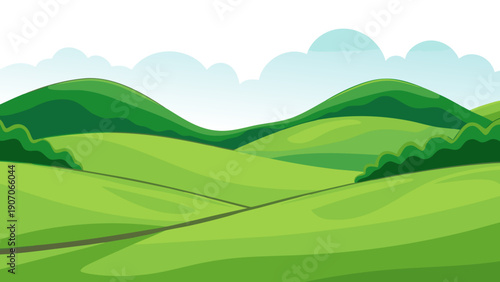 Green Hills And Blue Sky Landscape