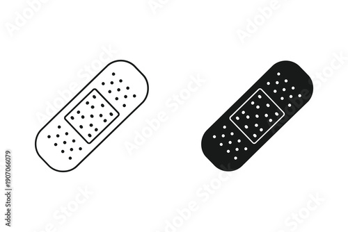Black and white band-aid icons in flat design vector illustration