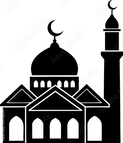 Mosque Line Icon – Islamic Religion, Muslim Prayer and Cultural Architecture Symbol