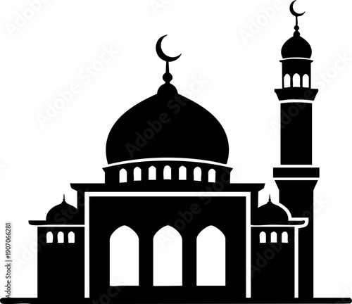 Mosque Line Icon – Islamic Religion, Muslim Prayer and Cultural Architecture Symbol