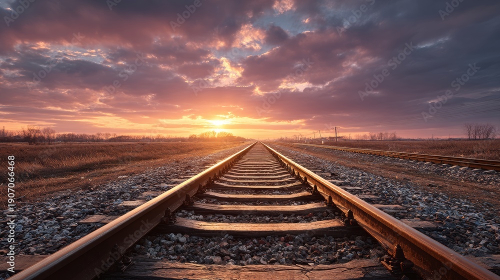 Obraz premium train tracks surrounded by nature