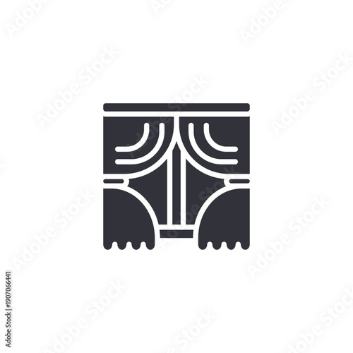 Curtain window treatment icon symbolizing elegant drapery design, interior decoration, and residential window styling.