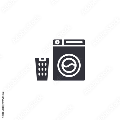 Washing machine appliance icon symbolizing laundry room equipment, household chores, and modern home convenience.