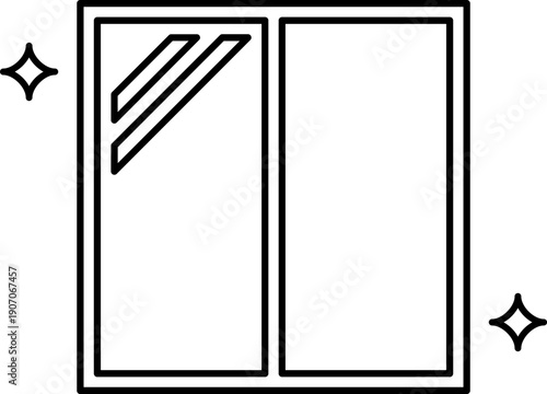 綺麗なピカピカの窓のモノクロアイコン