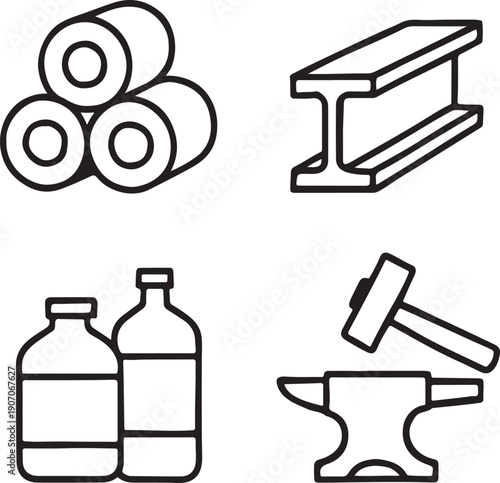 Heavy Industry and Metalwork Illustration Set