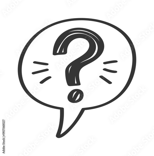 Expressive question hand drawn sticker