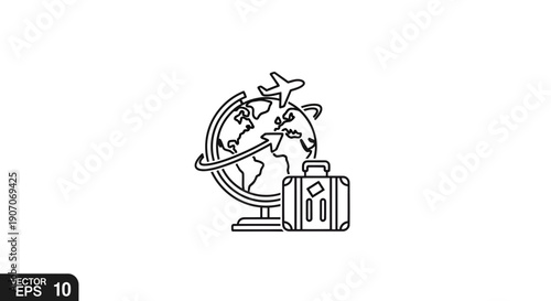 Global exploration with suitcase and airplane for international adventures and discovery