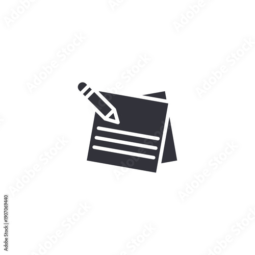 Document with pencil icon illustrating content drafting, note editing, report preparation, and creative writing process.