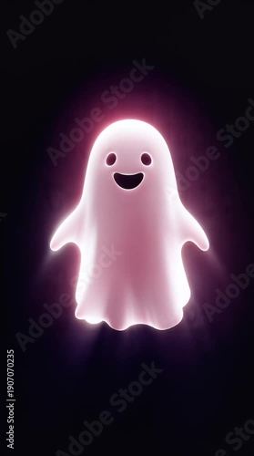 Happy glowing ghost with friendly smile