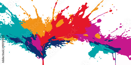 Vector Chromatic Burst: A vivid explosion of paint in a dynamic display of color, movement, and artistic expression. Design