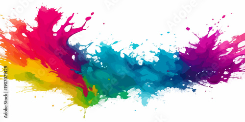 Vector Colorful Splatter: A vibrant explosion of colors blends dynamically, creating a visual symphony of hues and textures that dance across the canvas, reflecting the essence of creativity. Design
