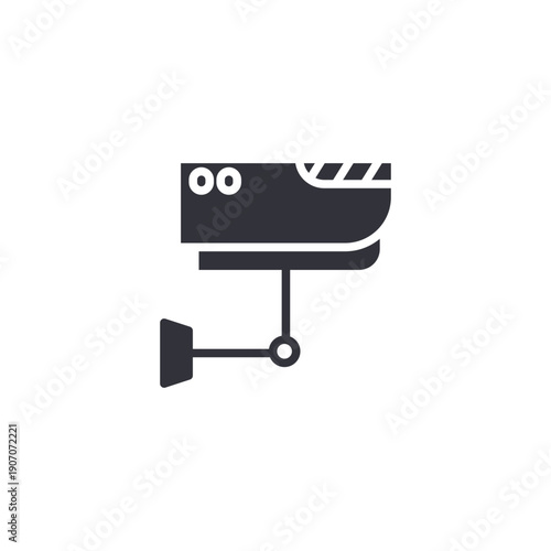 Security surveillance camera icon symbolizing monitoring system and airport safety protection control.
