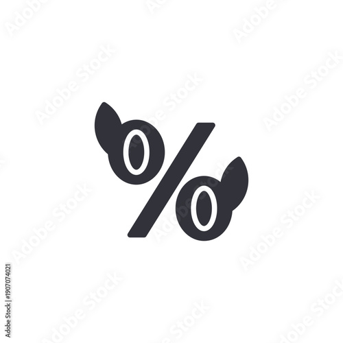 Large percentage symbol with leaves icon representing eco themed spring discount promotion.