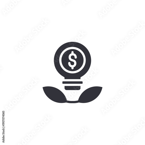 Light bulb with dollar sign and leaves icon representing profitable seasonal business growth concept.
