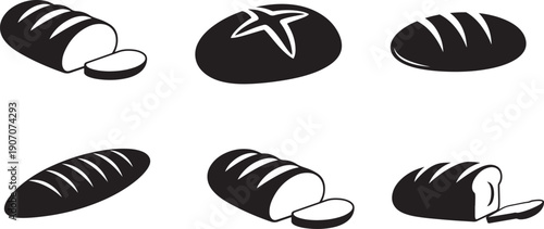 Bread Loaf Icons Set – Bakery Food Silhouette Vectors