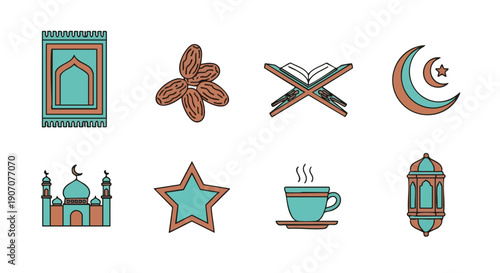 Collection Dobjets Rituels du Ramadan Aqua Cuivre