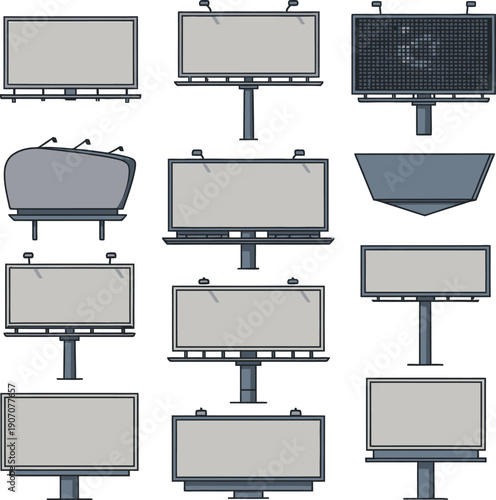 Various blank billboards and signage for advertising and marketing purposes vectors