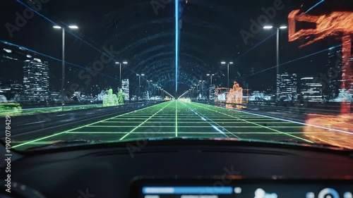 Wallpaper Mural Artificial Intelligence Autonomous Vehicle System Animation with Digital Sensors Torontodigital.ca