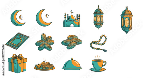 Ensemble Dicônes de Ramadan Bicolore Sarcelle Safran